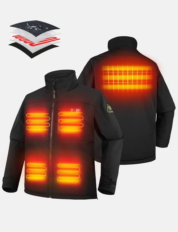 PTAHDUS Mens 5 Zone Heated Jacket with Battery Kit M