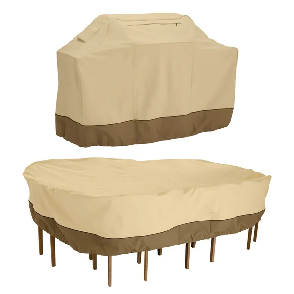 Veranda Large Grill Cover and Large Rectangular/Oval Patio Table & Chair Set Cover - Classic Accessories
