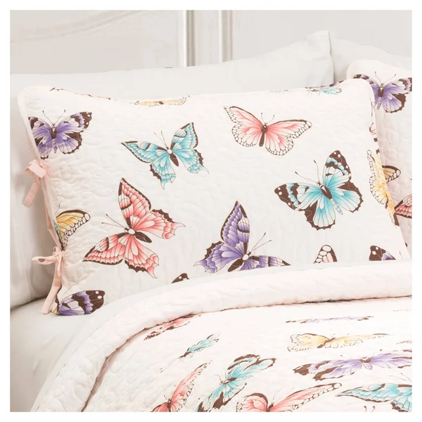 Lush Decor Flutter Butterfly Quilt Pink Set Full/Queen