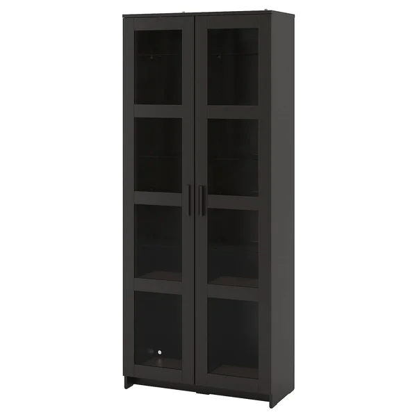 IKEA - BRIMNES Glass-Door Cabinet, Black, 31 1/2x74 3/4 10409871