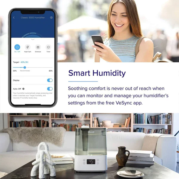 Levoit Cool Mist Humidifiers for Bedroom - 6L Smart WiFi Top Fill Ultrasonic Air