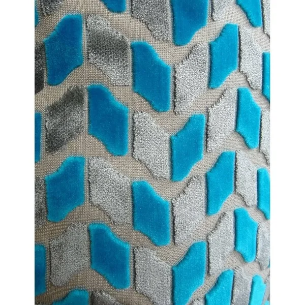 Plutus Castle Crest Turquoise and Gray Handmade Luxury Pillow