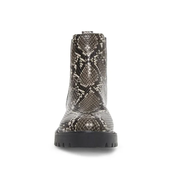 Steve Madden, Gliding Lug Chelsea Booties, Grey Snake - 7.5
