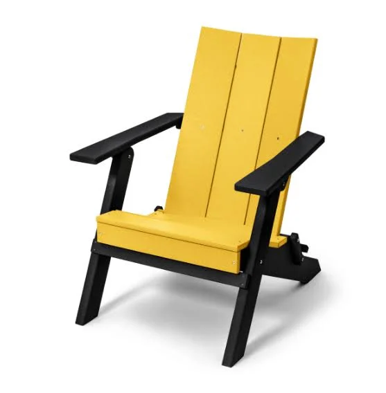 Perfect Choice Recycled Plastic Stanton Folding Adirondack Chair, Yellow on Black