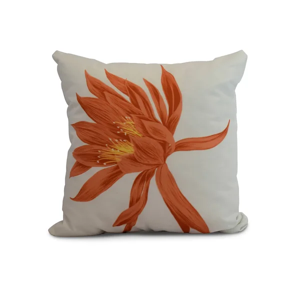 Contemporary Home Living 26” Orange Floral Decorative Indoor Throw Pillow with Hojaver Design - Down Alternative Filler