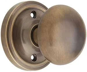Classic Rosette Door Set with Solid Brass Knobs in Antique-By-Hand