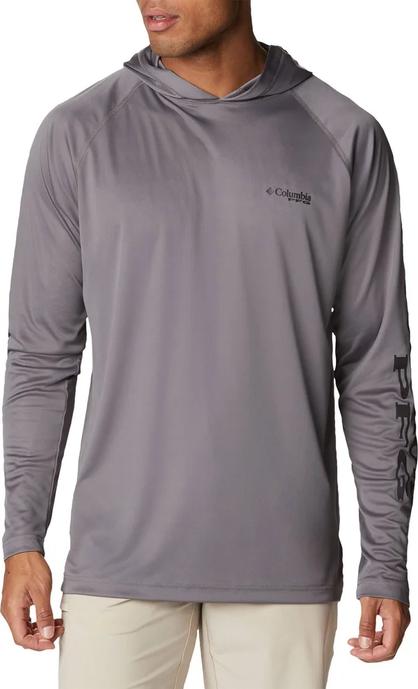 Columbia Men's PFG Terminal Tackle Hoodie - Large, City Grey/Black Logo