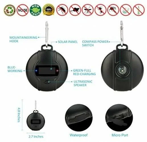 Solar Portable Ultrasonic Pest Repeller, Anti Mosquito Ultrasonic PES