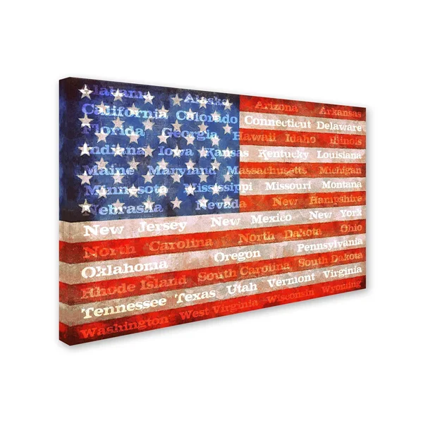 Trademark Global Michelle Calkins &American States with Flags& Canvas Art