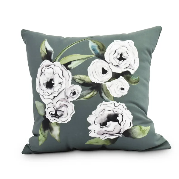 Contemporary Home Living 20x22 Green, Teal and Purple Square Radiant Rose Decorative Floral Throw Pillow