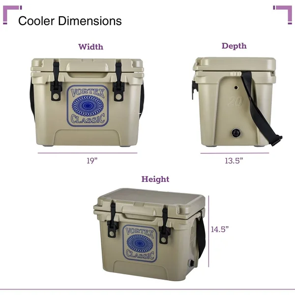 Vortex Classic Series 20-Quart Rotational-Molded Cooler in Tan