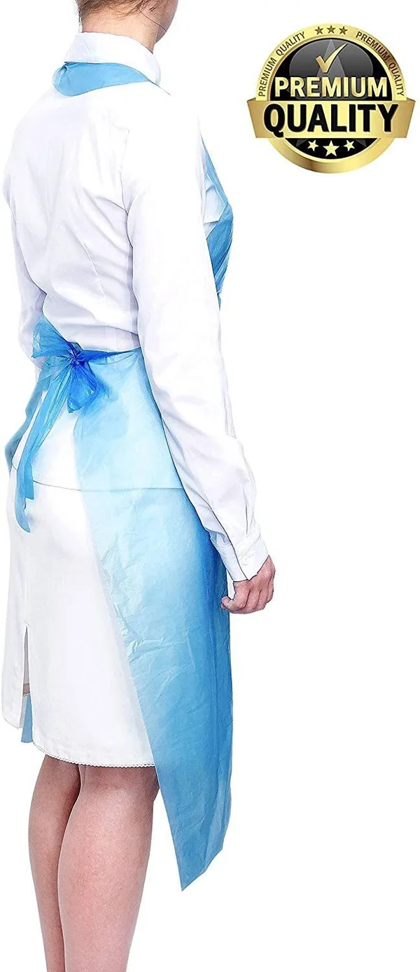 1000 Pack Blue PE Aprons 28 x 46 Inches2 Mil Disposable Polyethylene Aprons. Unisex Waterproof Workwear. Blue Protective Uniform