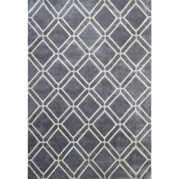 Allen + Roth Shae 5 x 8 Grey Geometric Mid-Century Modern Area Rug Polyester in Gray, JJ-13828