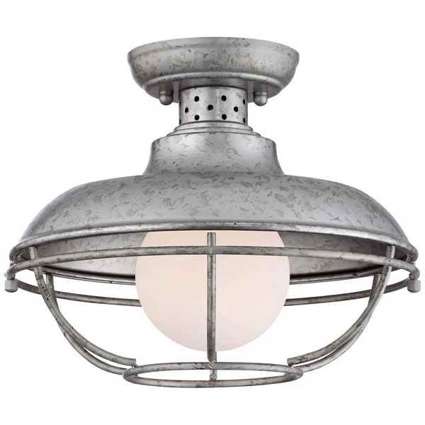 Franklin Park Rustic Farmhouse Outdoor Ceiling Light Galvanized Steel Cage 12x22 W