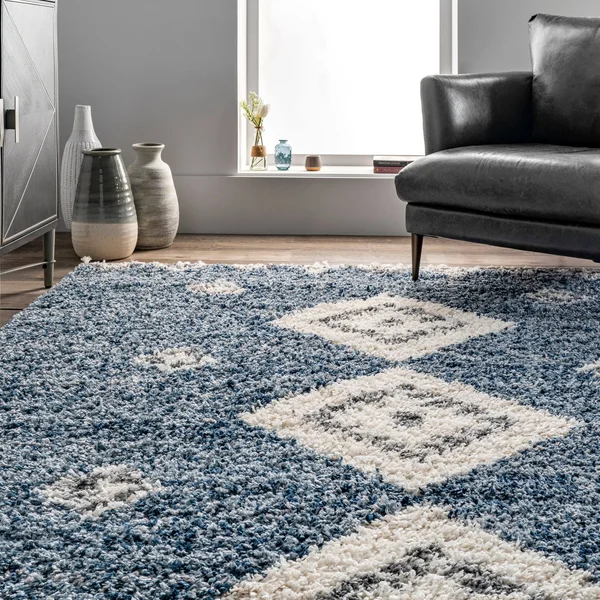 nuLOOM Transitional Regina Shag Blue 2 ft. 6 in. x 10 ft. Indoor Runner Rug