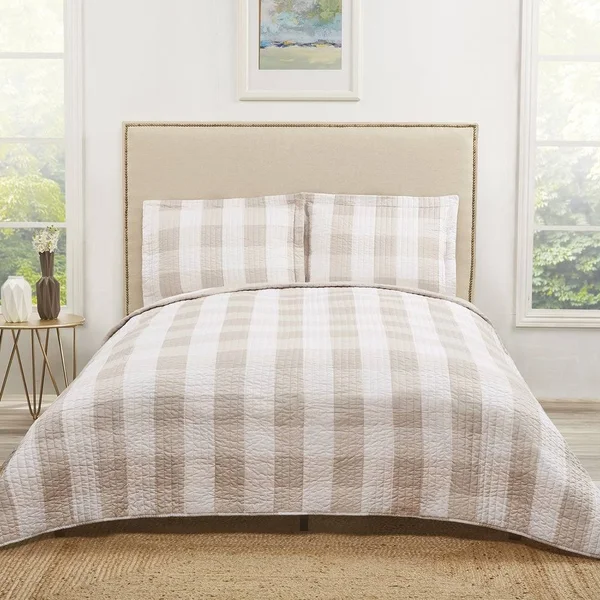 Truly Soft Everyday Buffalo Plaid Black Twin XL Quilt Set