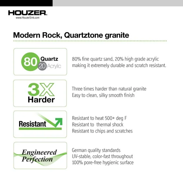Houzer E-100 Quartztone Series Granite Dual Mount Bar/Prep Sink, Sand