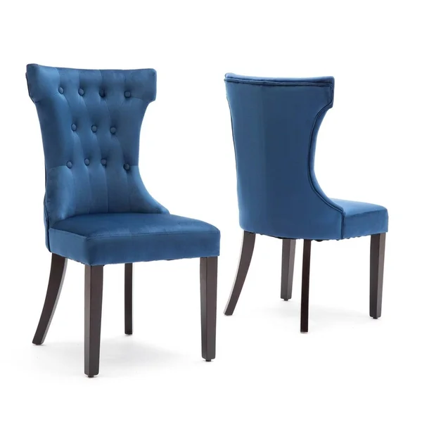 BELLEZE 2 Pcs Dining Chair Upholstered Armless Accent Side Chair Home Kitchen Furniture, Blue