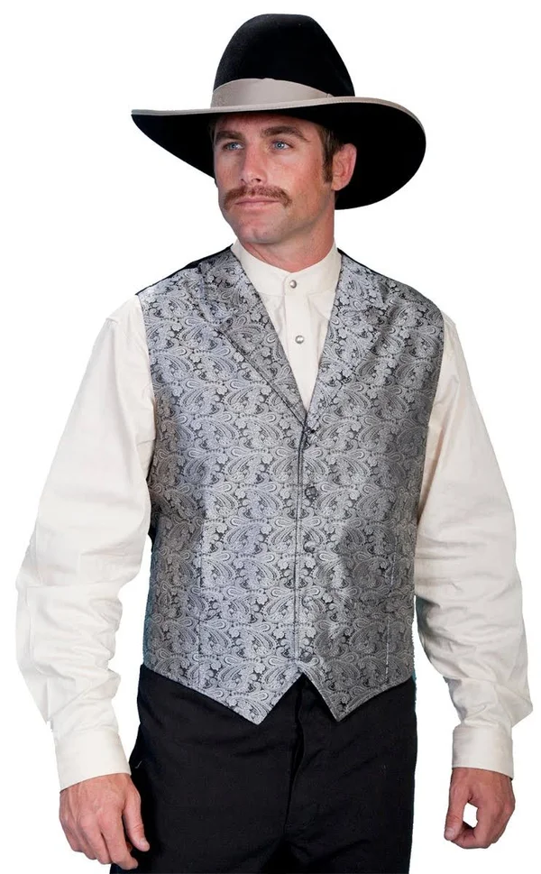 Scully Old West Vest Mens Paisley Formal Polyester RW093 Black