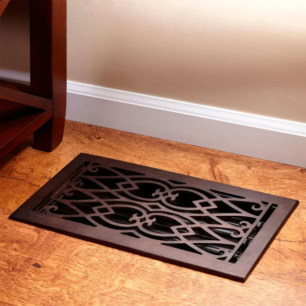 Victorian Bronze Floor Register - 2-1/4x22 x 12x22 (3-1/2x22 x 14x22 Overall), Signature Hardware 257756
