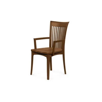 Sarah Leather Upholstered Slat Back Arm Chair Copeland Furniture Upholstery Color: Walnut(M7407) Fabric, Frame Color: Saddle Che
