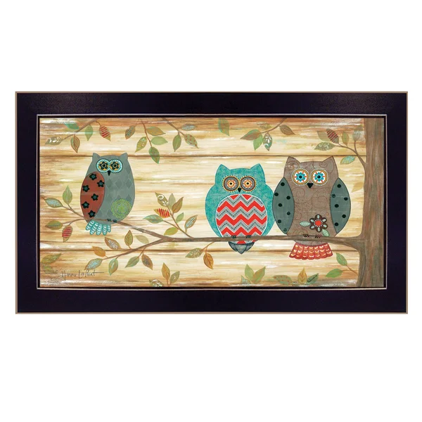 Three Wise Owls by Annie LaPoint Ready to Hang Printed Wall Art, Black Frame