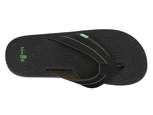 Sanuk Men's Beer Cozy 2 Flip Flops - Black/Dark Olive 12