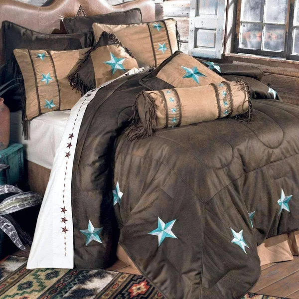HiEnd Accents Laredo Turquoise 6-Piece Comforter Set, King, 110" x 96"