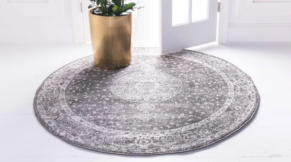 Unique Loom Bromley Midnight Dark Gray 8 ft. Round Area Rug