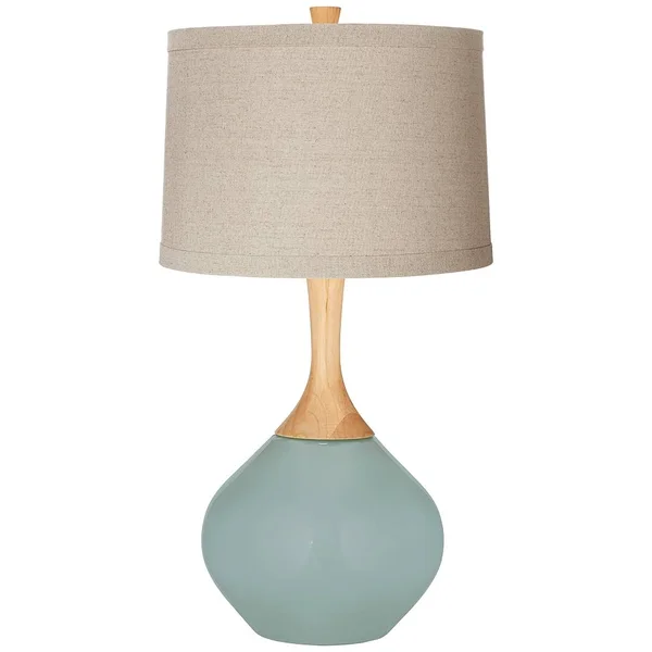 Aqua-Sphere Natural Linen Drum Shade Wexler Table Lamp - Style #53F22