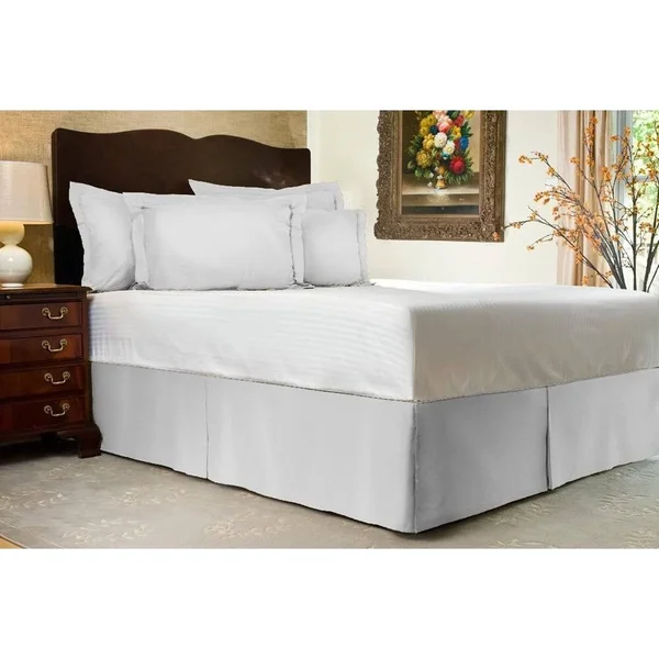 Harmony Lane Classic Tailored Bed Skirt with 18 Drop, King, Bone