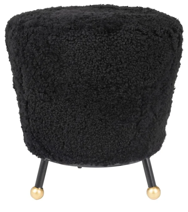 Safavieh Oriana Retro Sheepskin Ottoman - Black