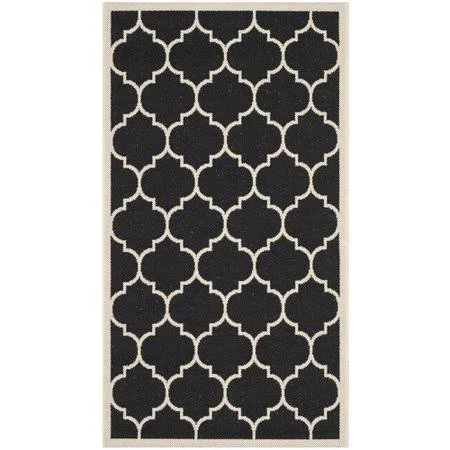 Charlton Home Alderman Black/Beige Indoor/Outdoor Area Rug - Rug Size: 9& x 12&
