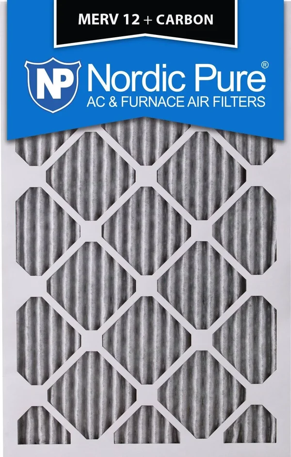Nordic Pure 10x24x1 MERV 12 Pleated Plus Carbon AC Furnace Air Filters 12 Pack