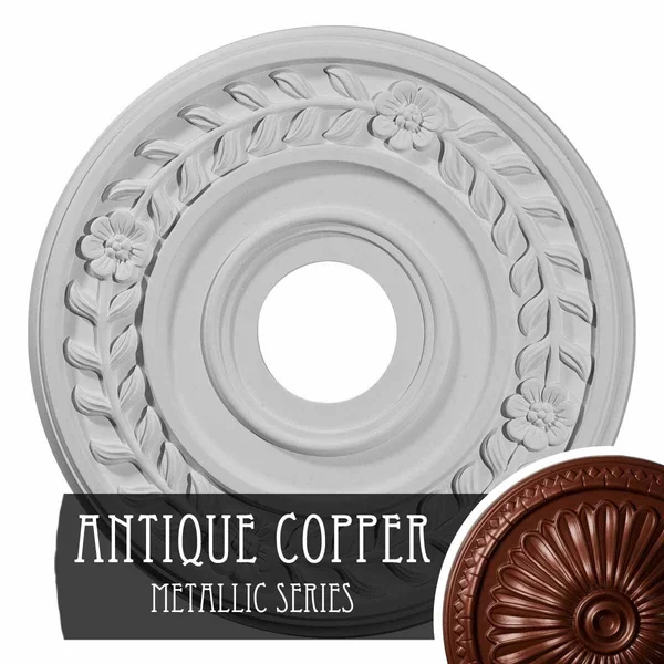 16 1/4x22OD x 3 5/8x22ID x 1x22P Wreath Ceiling Medallion (Fits Canopies Up to 5 1/2x22), Hand-Painted Ultra Pure White Crackle