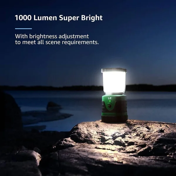 Le LED Camping Lantern Rechargeable, 1000lm, 4 Light Modes, 4400mAh Power Bank, IP44 Waterproof, Perfect Lantern Flashlight for