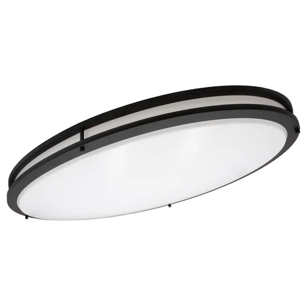 Maxxima 32 in. Oval LED Ceiling Mount Fixture - Dual Ring Black TRIM, Dimmable, 3000K Warm White, 4600 Lumens