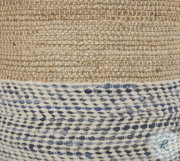 Ashley HomeStore Matson - Natural/Blue - Pouf