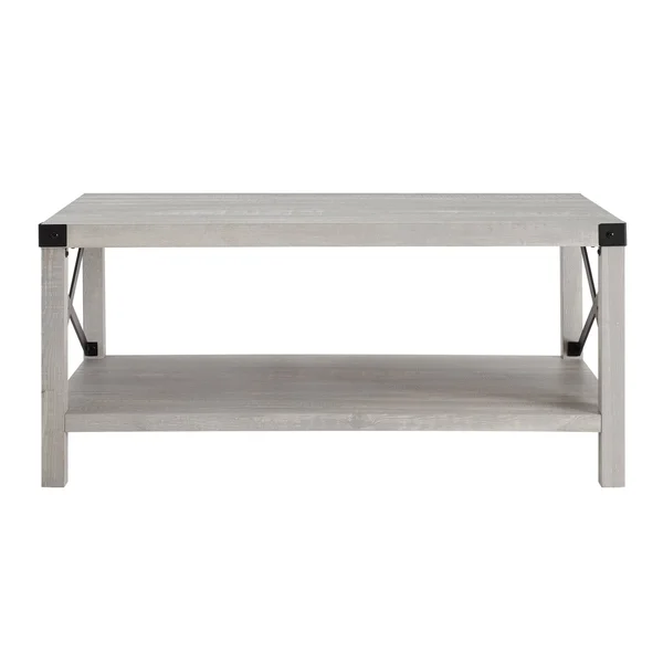 Sophie Rustic Farmhouse x Frame Coffee Table Stone Gray - Saracina Home