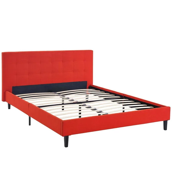 Modway Linnea Fabric Upholstered Platform Bed, Atomic Red, Full