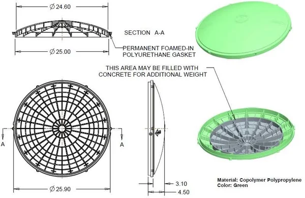 TUF Tite 24x22 x 44x22 Septic Tank Riser Kit - Dome Lid