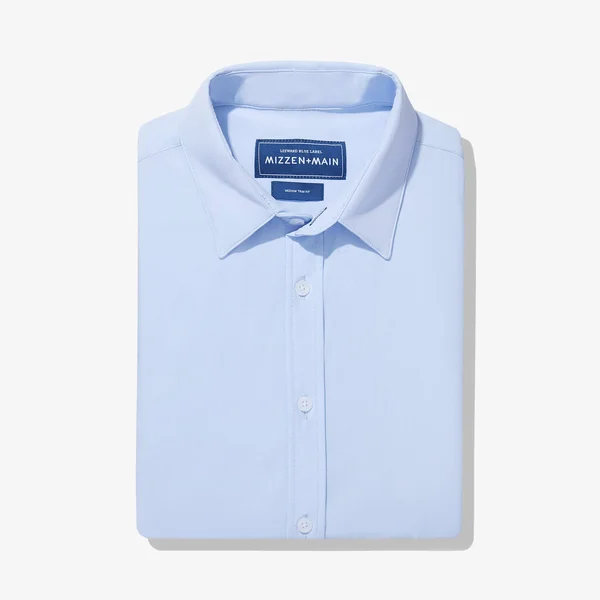 Mizzen+Main Nelson Dress Shirt - Solid Blue: Large: Standard