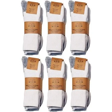 Socks'nbulk Mens Heavy Duty Steel Toe Work Socks - Heavy Duty Thick Boot Sock for Men Bulk (12 Pairs White), Men's, Size: 10-13