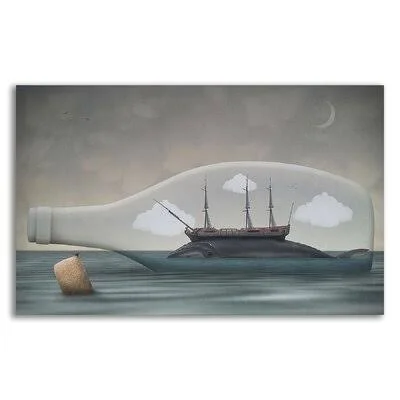&Voyage in A Bottle& by Greg Noblin - Wrapped Canvas Painting Print Longshore Tides Size: 25x22 H x 40x22 W x 1.5x22 D