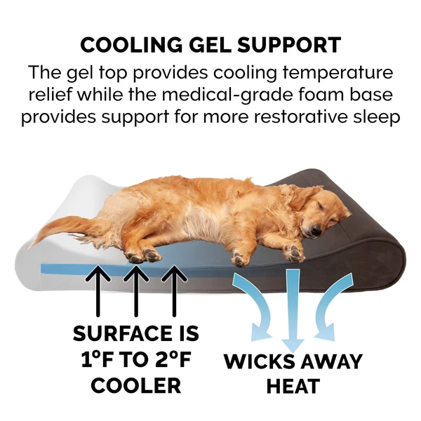 FurHaven Pet Bed, Cooling Gel Microvelvet Luxe Lounger Dog Bed - Giant - Espresso