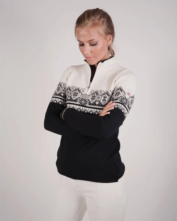 Dale of Norway Women's St. Moritz Feminine Sweater - Small - Black - White, Dark Charcoal