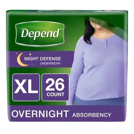 Depend Night Defense Absorbent Underwear 45591 X-Large Case of 24 - Peach, Size: XL