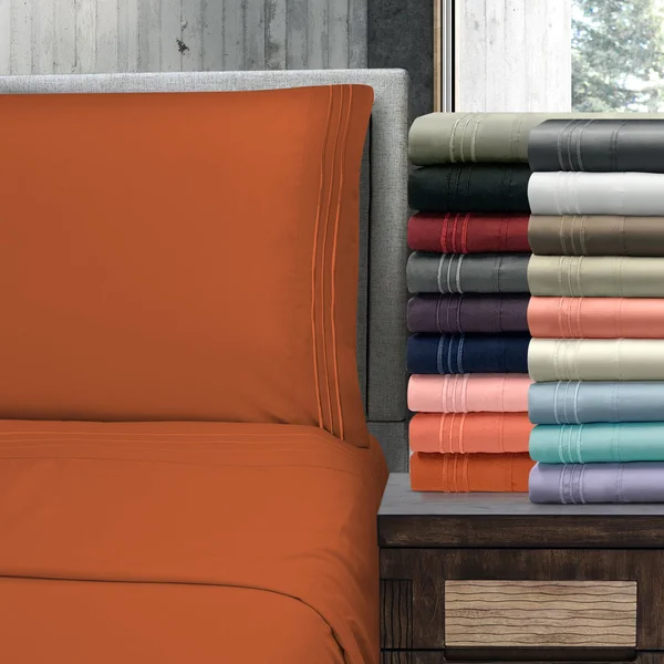 Superior Wrinkle Resistant Emboidered Microfiber Deep Pocket Sheet Set, California King - Burgundy