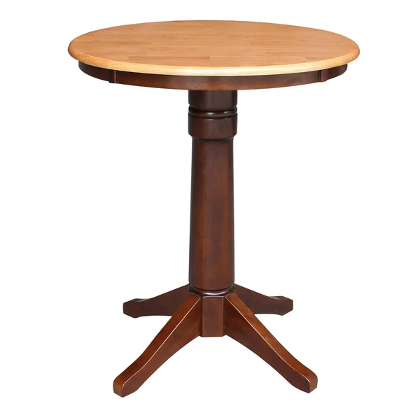 30x22 Round Counter Height Table with 2 San Remo Stools - 3 Piece Set - Cinnamon/Espresso