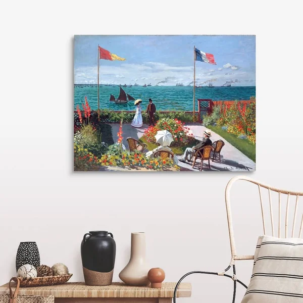 Terrasse at Sainte-Adresse (Terrace At Sainte-Adresse) By Claude Monet, Large Solid-Faced Canvas Wall Art Print, Great Big Can